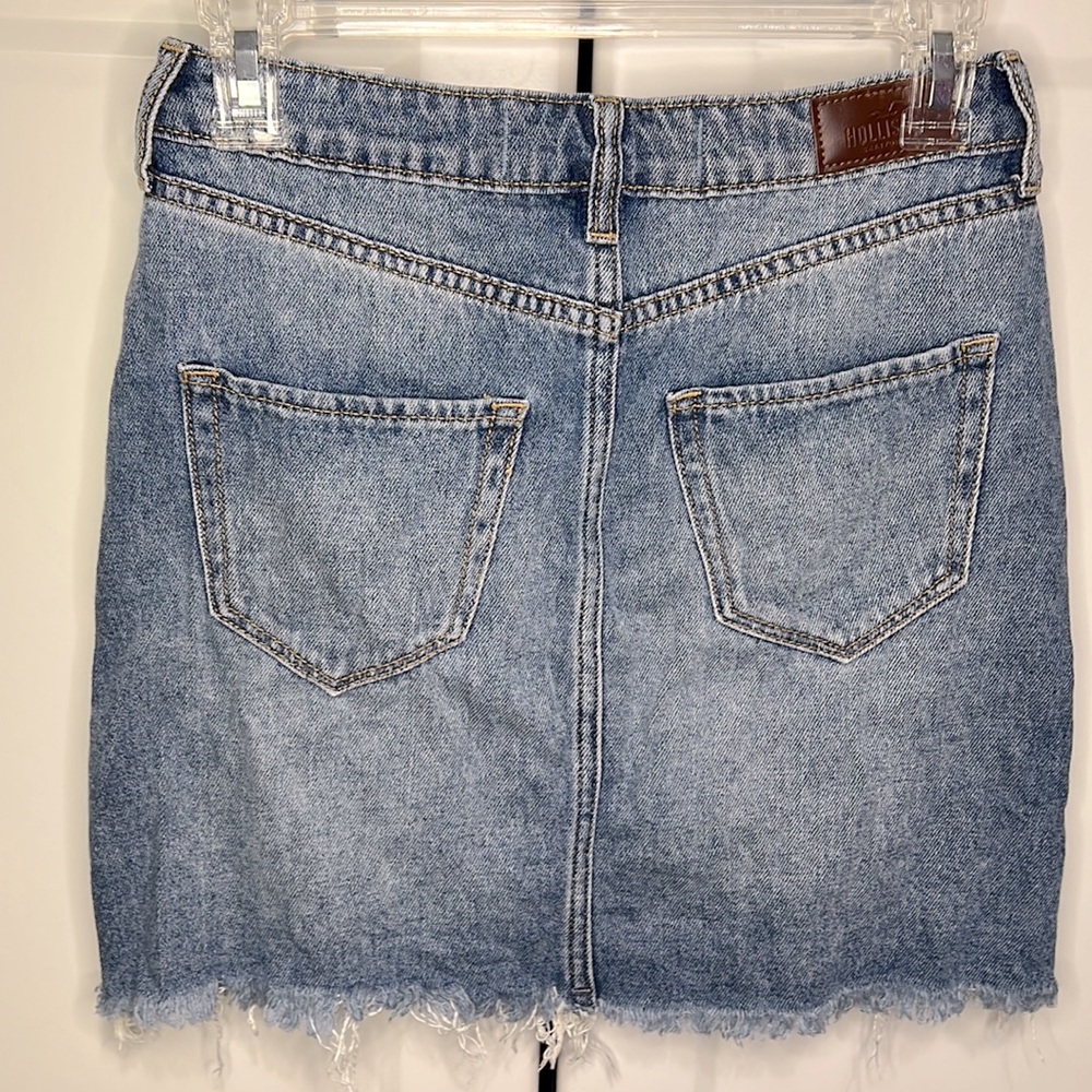 Hollister Ultra High-Rise Denim Jean Skirt Sz 1 Distressed - Picture 4 of 7